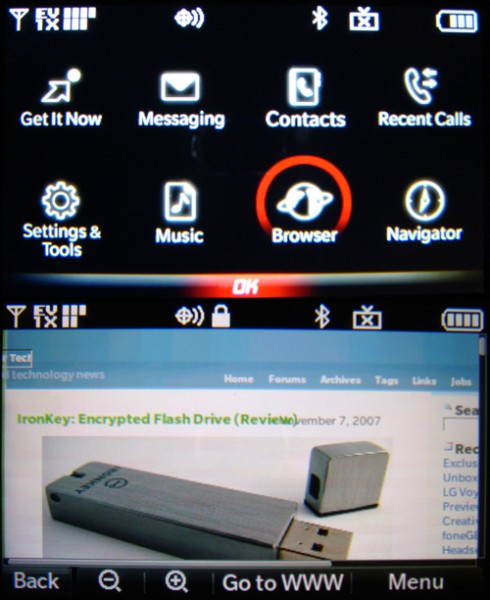 LG VX10000 - Interface & Browser