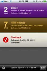 Delivery Status Touch: Home Screen