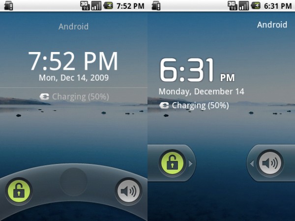 Motorola Droid Android 2.0.1 (Left = Old, Right = New)