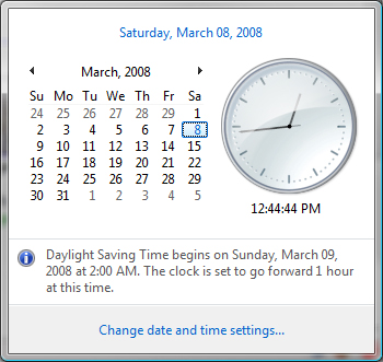 2008 Day Light Savings