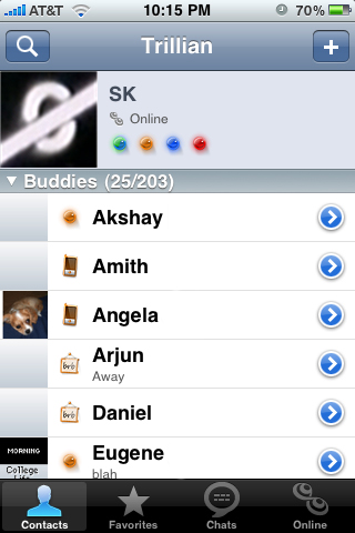 Trillian For iPhone: Contacts