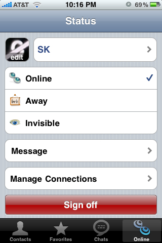 Trillian For iPhone: Online Status